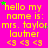 A static image with bright pink background displaying repeated yellow text "hello my name is: mrs. taylor lautner <3 <3 <3" and scattered green stars.