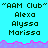 "AAM Club" text appears above three names on a cyan background with pink and purple wave patterns.