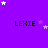 Purple background with white and light purple stars scattered , displaying the text 'LEXIE' in black pixelated font repeated four times per