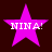 Four identical pink star-shaped icons with white text "NINA!" on a dark background, arranged in a