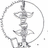 A grayscale pixelated icon featuring a stylized figure with outstretched arms inside a circular border, set against a white background.