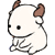 A small white cartoon creature with brown horns sits in a , its expression changing from neutral to crying