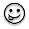 A 3x3 grid of black-and-white cartoon smiley face icons with varying expressions and features, displayed as a static contact sheet on a gray background.