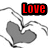 Pixelated icon with two gray hearts connected by a chain, red 'LOVE' text in black rectangle above.