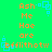 Green background with orange text and blue square patterns, displaying repeated phrases and a distorted word in pixelated style.