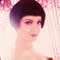 A pixelated figure with short dark hair and closed eyes against a pink floral background, showing subtle pose variation between frames.
