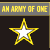 A split-screen icon with a yellow star on black background and a pixelated military figure in uniform.