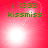 Green text 'i <333 kissmiss' on red background with white light effects, animated across four showing varying brightness and lens flare positions