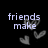 Animated icon with text fragments and heart shapes on black background, transitioning between states.