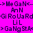 Pixelated text elements on a bright pink background with blue highlighted sections, showing animated text changes across frames.
