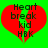 Red broken heart shape on green background with black text reading Heart break kid HBK, two identical frames shown.