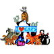 Animated icon shows a cartoon character with brown hair and a blue dress holding a black cat, surrounded by animals and a 'I ❤️ CATS' banner.
