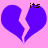 Two purple broken heart shapes on a pink background with 'its' text above each, showing animation where the left and right halves swap positions.