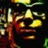 Pixelated static image of a stylized figure with red limbs and yellow accents against dark background, featuring abstract shapes and blurred details.