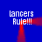 Blue background with four instances of 'Lancers Rule!!!' text and red pixelated lines forming a square pattern.