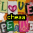Pixelated of repeating letter with heart and peace symbols, featuring animated text overlays changing color
