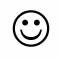 Four black-and-white smiley face icons arranged in a , with three complete faces and one partially cropped gray square