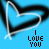 Animated contact sheet of a heart-shaped neon sign with "I LOVE YOU" text on blue background, showing frame-by-frame animation changes in glow and small symbols.