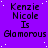 Purple background with white dots, repeated text 'Kenzie Nicole Is Glamorous' in black pixelated font across three