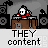 Pixel art animation of a character in red clothing at a DJ booth with speakers, cycling through multiple poses while text below reads "THEY content".