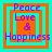 Four identical square icons arranged in a , each with layered orange and cyan borders and purple text reading Peace Love & Happiness