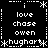 Black background with white pixelated text and symbols arranged in a pattern, featuring repeated words and asterisk-like decorations