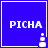 Blue square icon with white text "PICHA" and a small pixelated figure in the bottom-right corner.