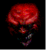 Red-skinned demonic face with sharp teeth and glowing eyes, displayed in a of six showing sequential animation frames