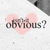 Pixelated icon with pink heart shape behind text reading 'obvious?' in dark gray letters on light background.