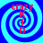 Four identical blue and cyan spiral patterns with red text 'crazy KID' vertically aligned in the center of each.