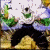 Animated character with white hair and green accents in a dynamic pose against a yellow and blue background.