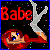 Animated contact sheet of a cartoon baby character with red text 'Babe' on black background, showing frame-by-frame motion across 11 sampled frames in a 4x3 grid layout.
