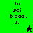 Green and black pixelated image with text 'tu soi bixaa..' and exclamation mark, featuring two star-shaped figures in different positions.