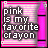 A static contact sheet of 11 identical frames showing a pink crayon icon with text "pink is my favorite crayon" on a striped background, arranged in a 4x3 grid with one empty cell.