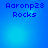 Blue gradient background with pixelated text 'Aarronp28' above 'Rocks' in four identical quadrants.