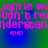 Pixelated text in pink and blue on a green background with two small eye icons below the text.