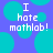 Pixelated text 'I hate mathlab!' on a blue background with cyan circles, displayed in two identical side-by-side