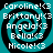 Four identical spiral-patterned icons with teal and black swirls, each displaying a vertical list of names ending in '!<3' against the spirals.