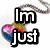 A four- of pixelated text and abstract backgrounds with a rainbow heart necklace in the top-left