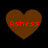 Four brown heart shapes with red text 'Ashess' displayed on a black background, arranged in a