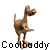 Animated contact sheet showing 10 sequential frames of a brown cartoon dinosaur walking against a gray background with repeated "Coolbuddy" text overlay.