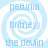 A static image with a light blue spiral background and three lines of pixelated text: 'petunia', 'britneyy', and 'the devlin'.