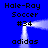 Blue background with white pixelated soccer goal and repeated text elements including 'Hale-Ray Soccer', '#34', and 'adidas' in black font.