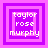 Four square display 'taylor rose murphy' text in white pixelated font over purple and pink layered backgrounds with varying border thicknesses