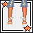 A 3x3 contact sheet of pixel art frames showing a character's legs, torso, face, and text fragments forming "You Are In My Dreams" with orange stars on white backgrounds.