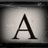 A stylized black letter A on a light gray background with subtle texture, displayed in a of three