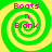 Four identical spiral patterns with green and yellow stripes, each containing pink text reading "Boots n Blank" arranged in a