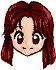 Pixelated cartoon head with red hair showing multiple facial expressions against a gray background.