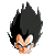 Pixelated anime-style character head with spiky black hair and orange facial features on a gray background.