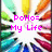Pixelated icon with vibrant radial color burst surrounding central text reading 'PoHo= My Life' in bright pink block letters.